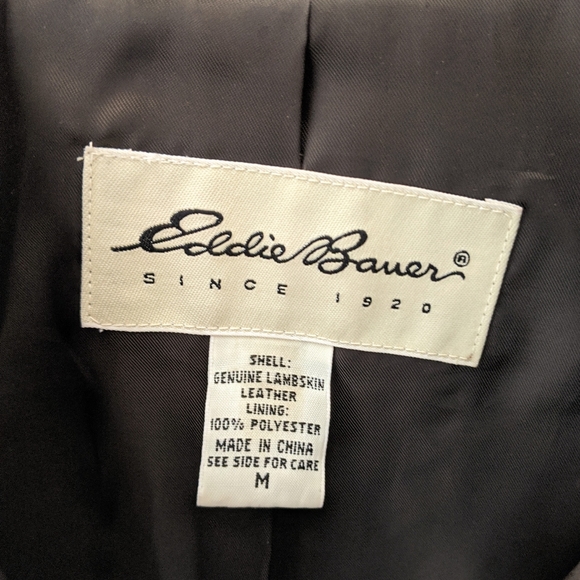 SOLD! Eddie Bauer Women's Dk Brown Leather Jacket Med - Picture 5 of 6